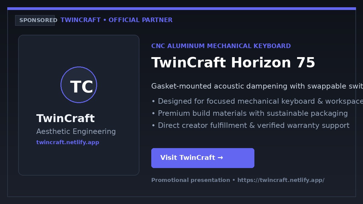TwinCraft Horizon 75 — CNC Aluminum Custom Mechanical Keyboard